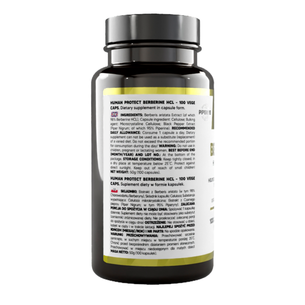 Human Protect Berberine HCL 98% 400mg 100vcaps Berberyna - obrazek 3