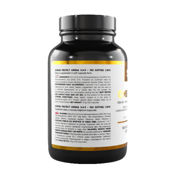 Human Protect Omega 3-6-9 100softgels Kwasy Omega3 Omega6 Omega9 - obrazek 2