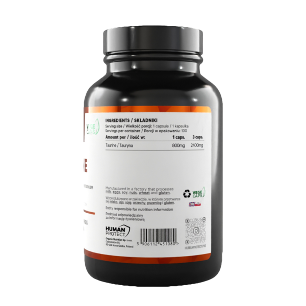 Human Protect Taurine 800mg 100vcaps Tauryna - obrazek 3
