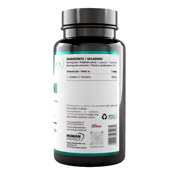 Human Protect Tyrosine 500mg 100vkaps Tyrozyna - obrazek 3