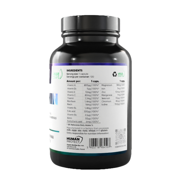 Human Protect VIT&MIN Vitamin&Minerals 120vcaps Witaminy Minerały Kompleks - obrazek 3