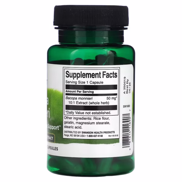 Swanson Bacopa Monnieri 10:1 Extract 50mg 90caps - obrazek 2