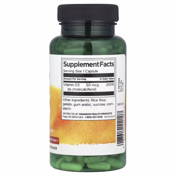 Swanson Vitamin D3  2000 IU 250 caps - obrazek 2