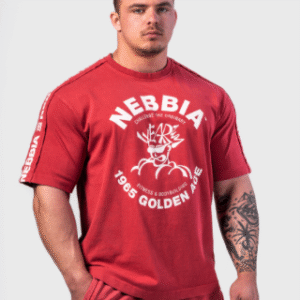 NEBBIA Washed Oversized T-Shirt GOLDEN AGE 790 koszulka czerwona