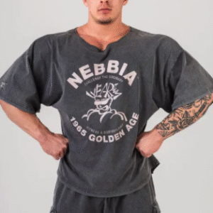 NEBBIA Washed Rag Top GOLDEN AGE 788 koszulka czarna