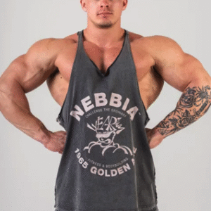 NEBBIA Washed muscle back stinger GOLDEN AGE 791 tank top czarny