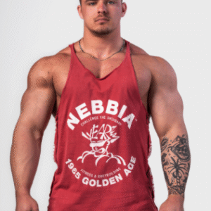 NEBBIA Washed muscle back stinger GOLDEN AGE 791 tank top czerwony