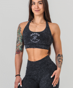 NEBBIA Washed Medium-support sports bra GOLDEN AGE 778 stanik sportowy czarny