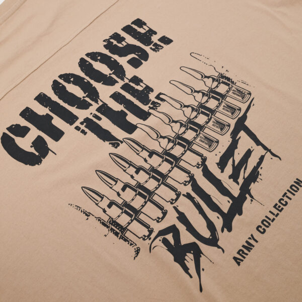 Bulletproof T-shirt Oversize CHOOSE THE BULLET Beżowy - obrazek 5