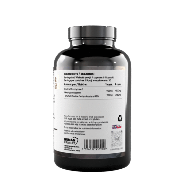 Human Protect Creatine Monohydrate 120kaps kreatyna mono masa siła - obrazek 3
