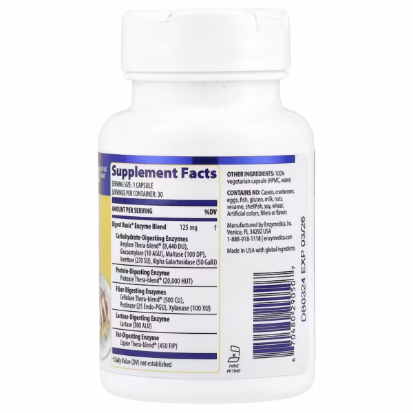 Enzymedica Digest Basic 30kaps Enzymy Trawienne - obrazek 2