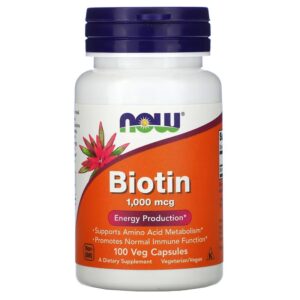NOW Foods Biotin 1,000 mcg 100vcaps Biotyna Skóra Włosy