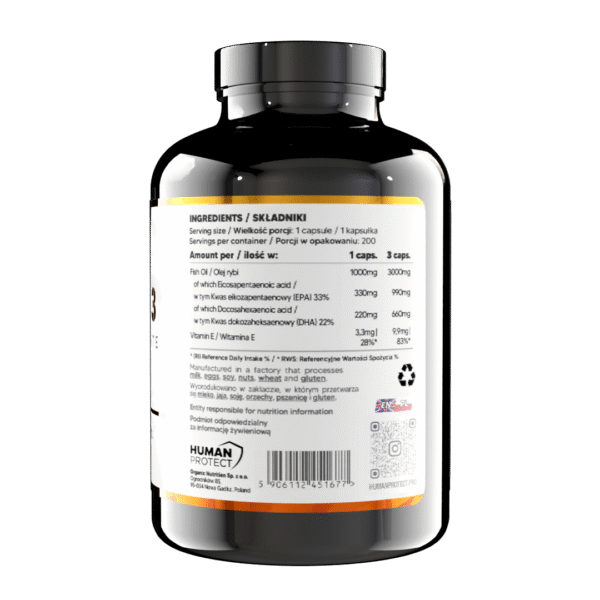 Human Protect Omega 3 200softgels Kwasy Omega3 DHA EPA - obrazek 2