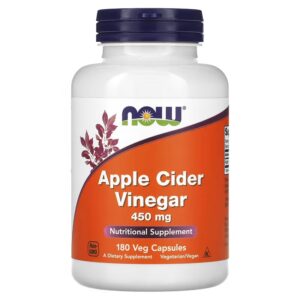 NOW Foods Apple Cider Vinegar 450mg 180vcaps Ocet Jabłkowy - trawienie